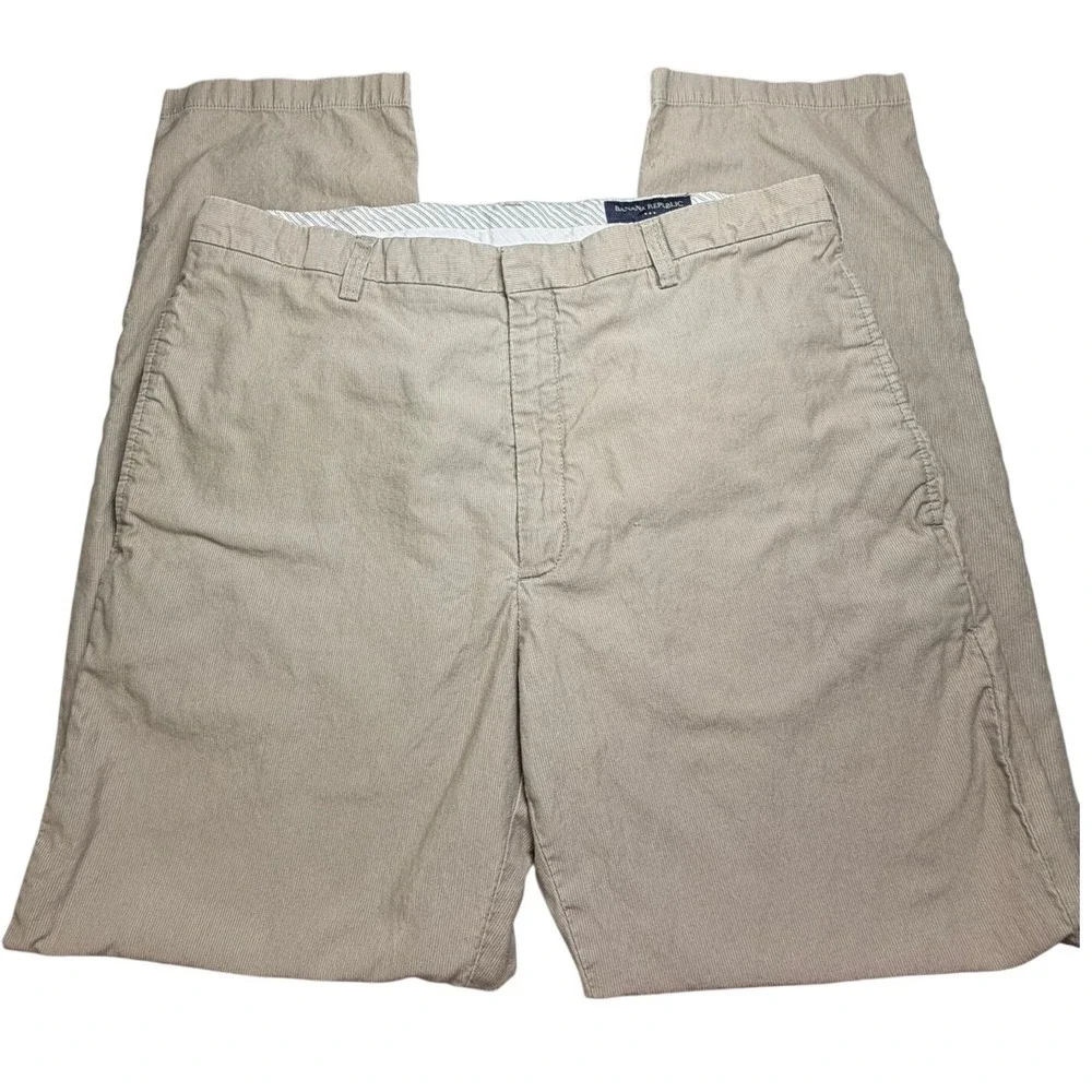 Banana Republic Corduroy Pants Mens 38x32 Tan Khaki Straight Leg Cotton Chino